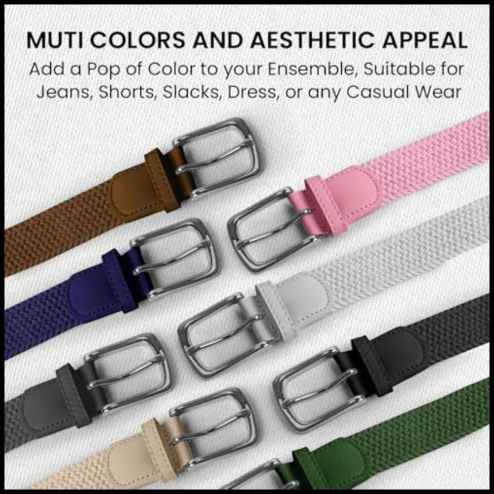 Braided Elastic Fabric Stretch Canvas Woven Belt for Sports Hiking